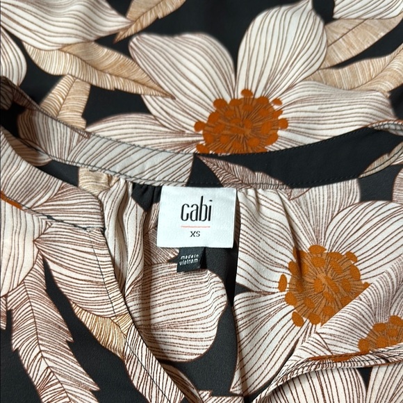 CAbi Floral Black and Orange Women's Top Size XS - Picture 2 of 6